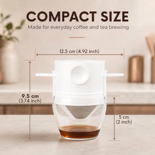 Image of Reusable Pour Over Coffee Filter with Dual-Layer 304 Stainless Steel Mesh, Foldable Handles, BPA-Free Coffee Dripper Filter for Single Cup Brewing, Portable Reusable Coffee Filter