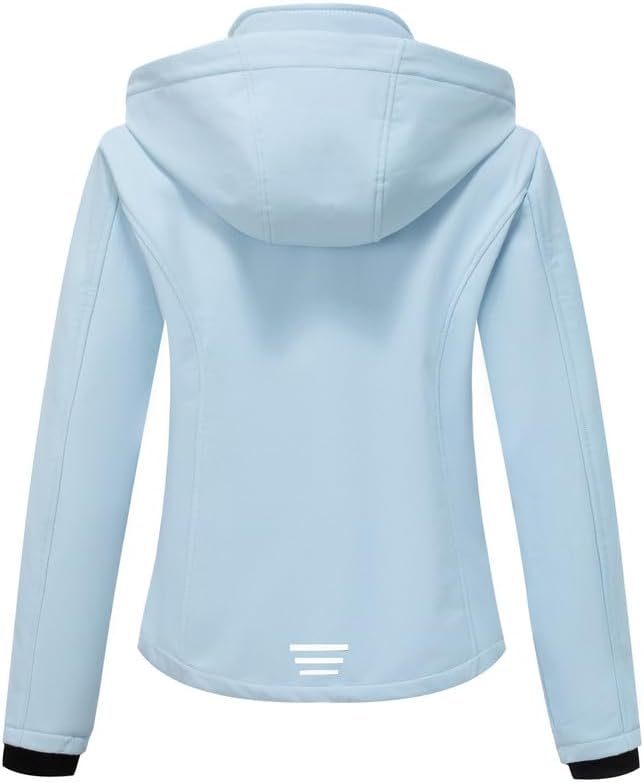 KVE Women's Softshell Jacket Light Hooded Windproof Coat Insulated Windbreaker for Outdoor Hiking - Image 4