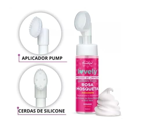 Sabonete Facial Mousse Espuma De Limpeza Skin Care Espumador Pump Lovely Vegano + Esponja de Limpeza