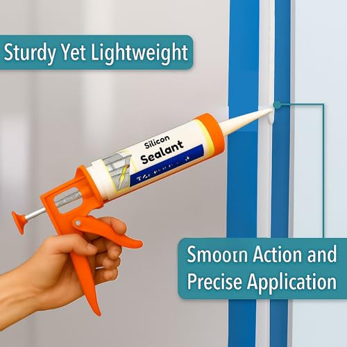 Image of HAXO 9-Inch Caulking Gun, 300g Lightweight, Sturdy Steel Body, Smooth Round Rod, 6:1 Thrust Ratio, For Acrylic, Latex & Silicone Sealants | Riveted End Caps | Hardened Plunger Bush