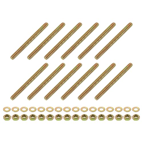 uxcell 12Pcs Fully Threaded Rod, 5/16 UNC x 3-1/2 Length Zinc-Plated Carbon Steel Fully Threaded Studs with Nuts and Washers for Clamps, Hangers and U-Bolts, Color Zinc