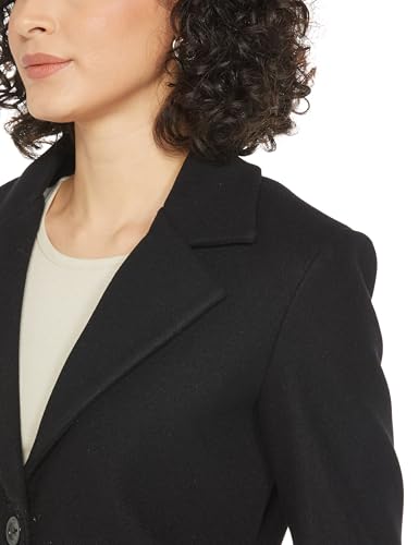 Image of Qube By Fort Collins Women's Semi-Long Tweed Coat with Knitted Finish - Elegant Winter Outerwear for Casual and Formal Looks