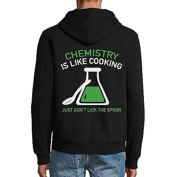 Chemistry is Like Cooking Just Don't Lick The Spoon bomullsblandning med huva dragkedja jacka sweatshirt huvtröja svart