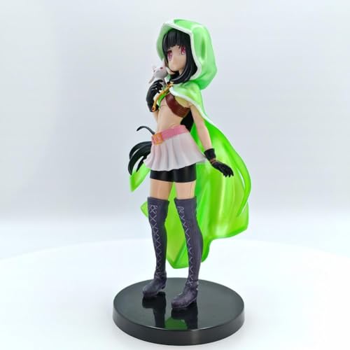 Image of Magical Girl Iroha Tamaki Anime Action Figure 22cm || Standing Cute Witch Girl Iroha with Green Hood & White Cat Anime Figure for Home, Desk & Table Decor | Gift for Friends & Anime Fans