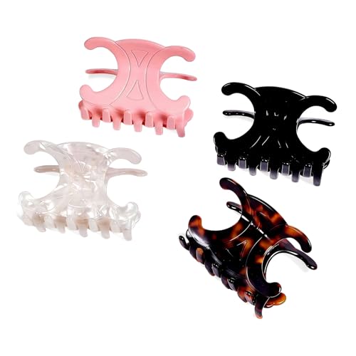Premium Durable Acetate Butterfly Hair Clips for Women Multiple Colors Medium Size Acetate Hair Claw Clips with Stable Hold (2.76 x 1.66 In 4 Packs)