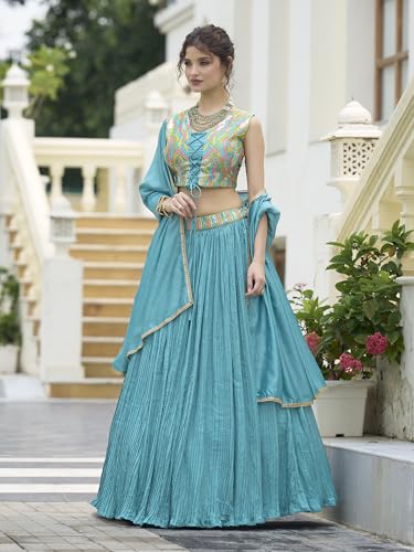 Image of PURVAJA Women's Silk Semi-Stitched Lehenga choli