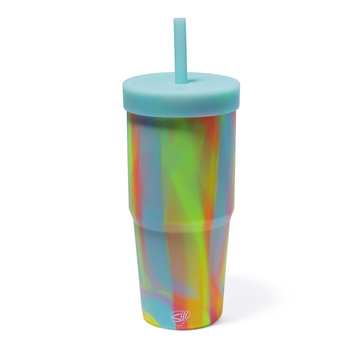 Silipint 32oz Silicone STRAW TUMBLER - Unbreakable, Non-Toxic, Dishwasher Safe - Perfect for Tea Cold Water Smoothies in Sugar Rush Pack of 1