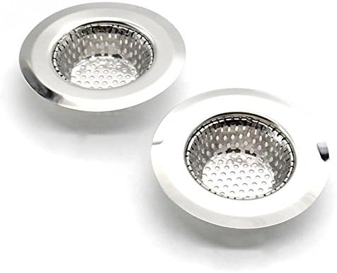 2Pcs Bathroom Drain Strainers Small Wide Rim 2.75'' Diameter Stainless Steel Sink Filter Bathtub Drain Plug Anti-Blocking Strainer