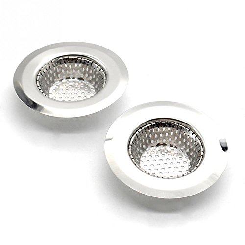2Pcs Large Wide Rim 2.75'' Diameter Stainless Steel Sink Filter Bathtub Drain Plug