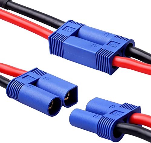 Youme 4Pcs Ec5 To Deans T Male Female Plug Connector Adapter Conversion Cable Wire For Rc Lipo Battery Balance Charger Rc Car Truck Boat Motor Controller Esc #TOP4