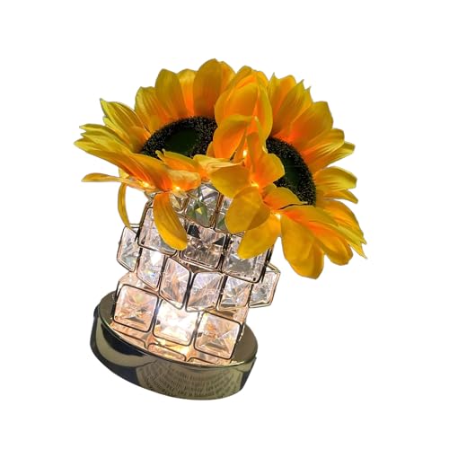 BABIBAOBEI Lámpara de noche de flores de hierro antiguo, recargable, a través de USB, modos de iluminación triplicada, iluminación suave, cambio táctil, lámpara moderna de hierro para cubierta