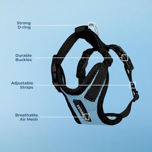 Image of Voyager Step-in Pet Harness - All Weather Mesh, Adjustable Step in Harness for Cats and Dogs by Best Pet Supplies - Baby Blue /Black Trim, XS