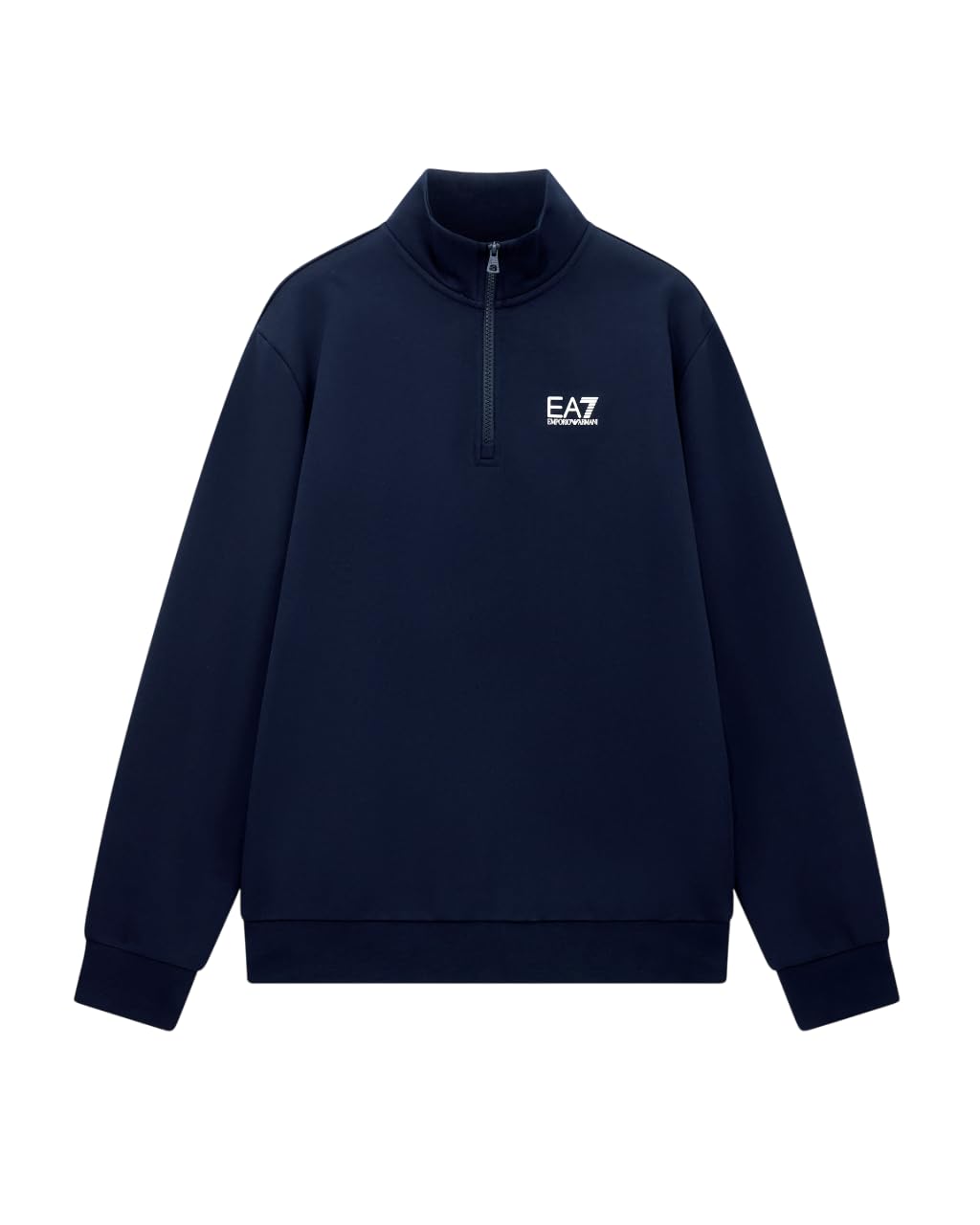 EA7 Emporio Armani Felpa da Uomo Core Identity 1/2 Zip in Cotone Felpato, 8NPM35