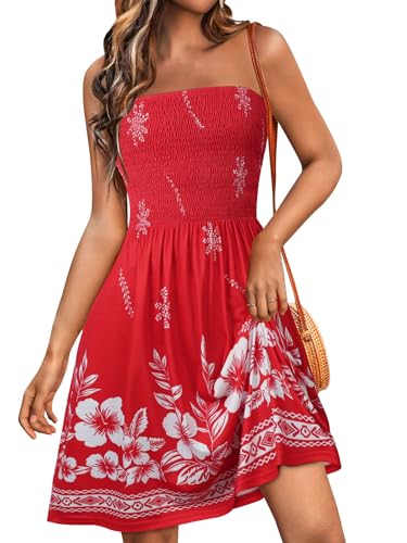 Image of Summer Dress for Women Beach Boho Strapless Cover Ups Off Shoulder Floral Sundresses