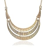 LKJAUOZ 1 Pieza Conjuntos de bisutería bohemia, bisutería, carnaval, fiesta temática, colgante de cadena de oro, collar de mujer, collar de aleación vintage, collar de tótem con patrón de metal