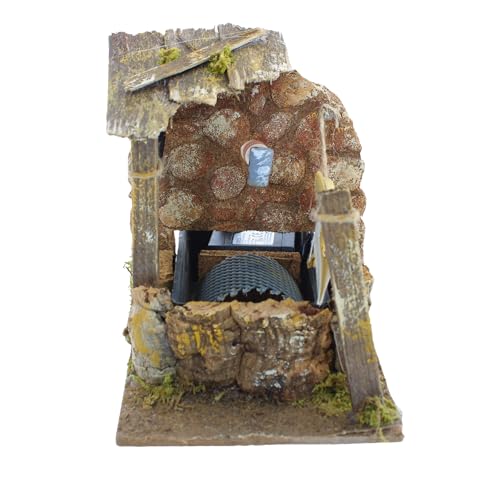 Moranduzzo Fontana con rullo lavatoio Presepe cm 10x15x14 – Accessorio Artigianale con Getto d’Acqua – Made in Italy, Prodotto Ufficiale, Made in Italy