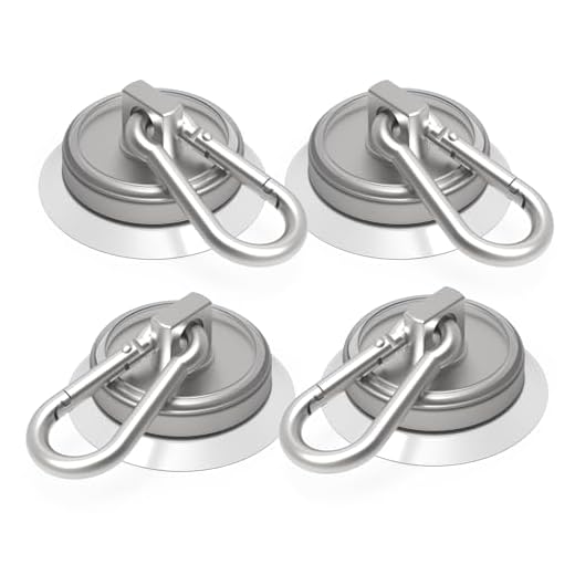 Ant Mag - Carabiner Magnetic Hooks with Anti Slip Suction Base for Enhanced Grip of Side Use with Swivel Snap Hook for Hanging Indoor/Outdoor Grill Kitchen Cabinet Office 4 Pack