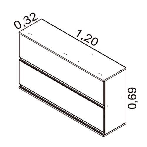 Armário Aéreo 2 Portas Basculantes IPH2-120 Belíssima Plus Itatiaia Branco/Branco Cetin