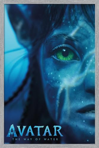 Trends International Avatar: The Way Of Water (2022) - Face One Sheet Wall Poster, 22.4L x 14.7W, Gray Framed Version