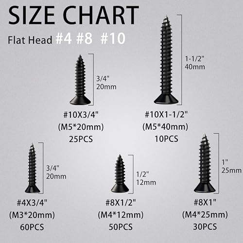 Indprod RIV001 #4#8#10 Wood Screws Assortment Kit 175Pcs thumb #1