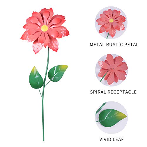 Topadorn 25 Inch Floral Garden Stake Decor,Outdoor Plant Pick Water Proof Metal Flower Stick For Lawn Yard Patio,Pathway Ornament,Set Of 2 #TOP6