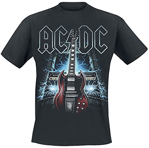 AC/DC High Voltage Guitar Unisex Camiseta Negro XL 100% algodón Regular