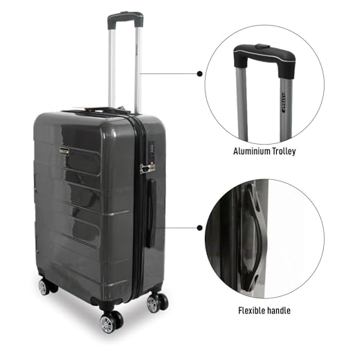 Image of ALKOSIGN Mirage Combo (57+67+78 cm) I Cabin, Medium & Large Check in Luggage Combo I ABS Hardsided 8 Wheels Suitcase /Luggage /Trolley Bag Set of 3 (Black)