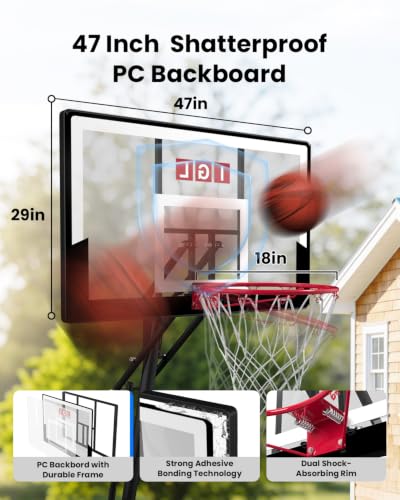 Image of IGL Portable Basketball Hoop Outdoor, 10 FT Height Adjustable Basketball Goal