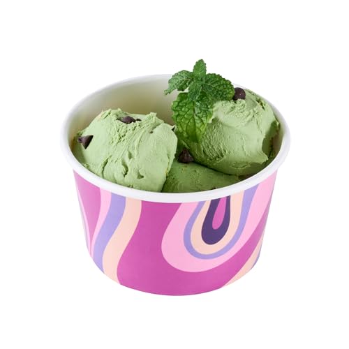 Image of Coppetta 8 Ounce Dessert Cups, 200 Greaseproof Ice Cream Cups - Lids Sold Separately, For Hot And Cold Foods, Midnight Groove Paper Yogurt Bowls, Disposable, Sturdy - Restaurantware