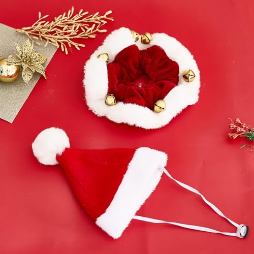 hoyuwak Sombrero y Collar de Santa para Perro Mediano o Pequeño miniatura 3