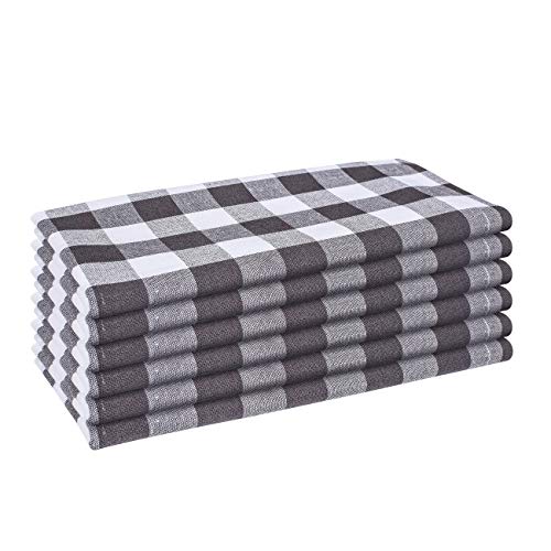 Shades of life Checkered Cotton Kitchen Table Napkins (Grey, Set of 6)