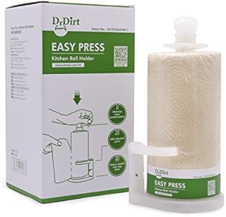 Dr.Dirt Kitchen Roll Holder, Countertop Paper Towel Holder with Heavyweight Non-Slip Base and Self-Adjusted Spring Arm, Fits Height Less Than 9 Inches Paper Towel Roll, Help Saving Consumption