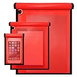 Ohwekit Faraday Bags for Phones & Tablets & Laptops, 3 Pack Faraday Cage Signal Blocker, Anti-Tracking Faraday Bag Key Fob Protector, Fireproof & Waterproof Faraday Pouch RFID Shielding Bag (Red)