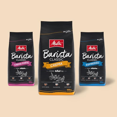 Melitta Barista Classic Crema, Ganze Kaffee-Bohnen 1kg, ungemahlen, Kaffeebohnen für...