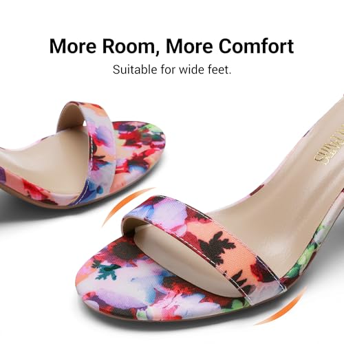 DREAM PAIRS DREAM PAIRS Women's Chunk Low Heel Pump Sandals,Size 9.5,Floral,CHUNK