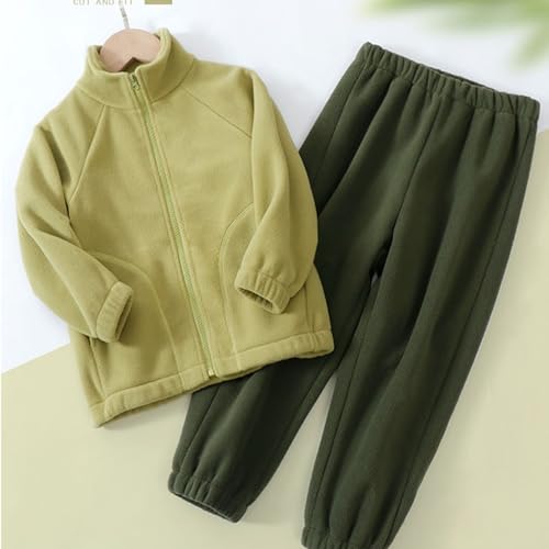 Kids Boys Fuzzy Zip up Coats Set 2 Piece Plain Fleece Warm Jackets+joggers Sweatpants Thick Warm Sport Outfits3