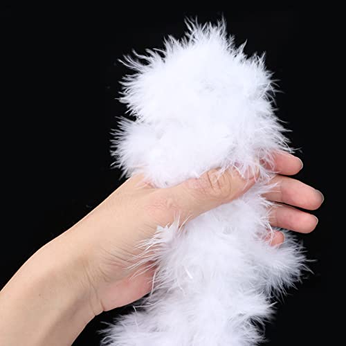 10 Pack 6.6Ft Colorful Feather Boas Natural Feather Boa Women Girls Dress Up Boa For Craft Wedding Party Dress Up Halloween Christmas Costume Decoration, White #TOP6