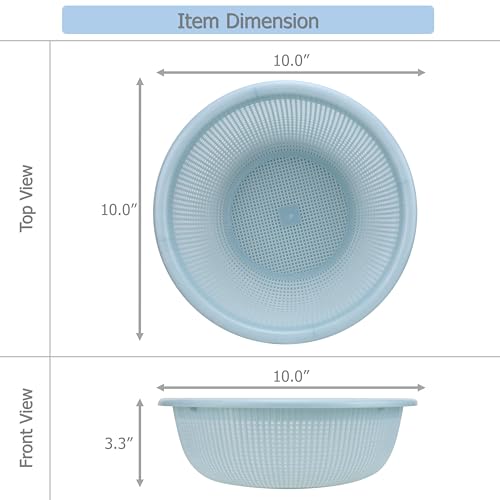 Image of EIKS 3 Pack Plastic Colander Baskets Mesh Sieve, 10-inch Diameter