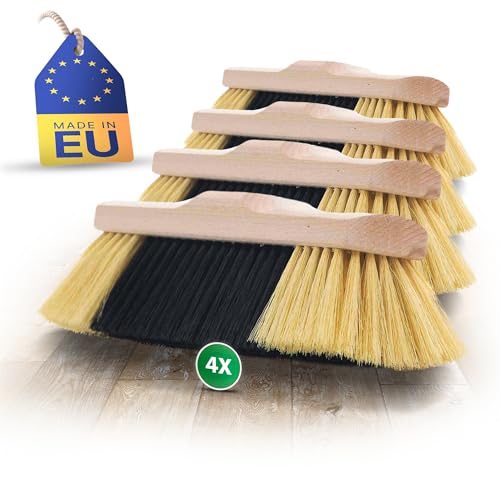 Novaliv 4X Zimmerbesen FEINE KUNSTBORSTEN Besen weiche Borsten Schrankbesen Holzbesen Besenkopf dicht besetzt Idealer Besen für Laminat und Parkett Künstliche PP Borsten Stubenbesen ohne Stiel