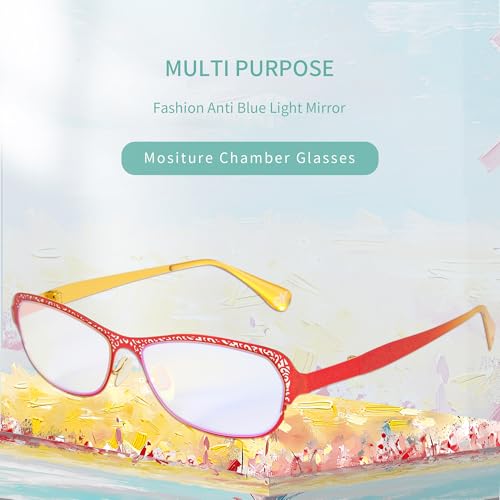 Image of Moisture Chamber Glasses for Dry Eyes, Blue Light Blocking, Moisture Chamber Goggles with Stainless Steel Frame, Anti-Pollen, Aviod Allergens, Indoor or Outdoor for Men /Women(Red)
