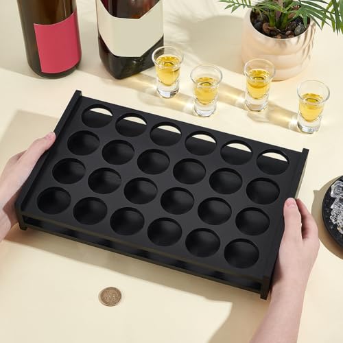 peacoblue 24 Shot Glass Holder Tray, Wooden Shot Tray Holder for Party, Shot Glasses Tray Organizer, Rustic Shot Board for Whiskey Tequila Soju, Bar & Home Display Stand(Shot Glasses Not Included) by peacoblue - Image 6