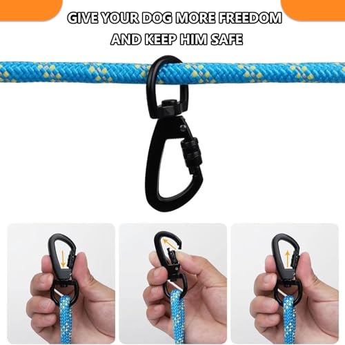 Karabinerhaken mit Drehgelenk, Twist Locking Karabiner Clips, 4 Stück Karabinerhaken für Klettern, Schwerlast Schraubkarabiner für Hängematten, Camping, Schlüsselbund, Sichere Hunde (4 Pcs)