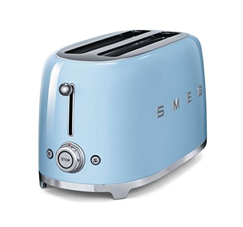 Smeg TSF02PBUS 50's Retro Style Aesthetic 4 Slice Toaster, Pastel Blue