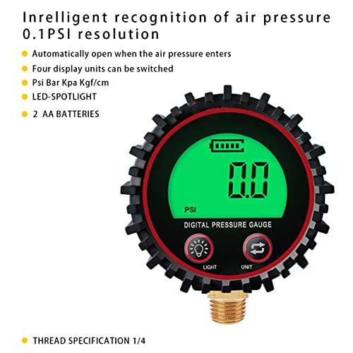 Moioee Car Digital Tire Pressure Gauge, High Precision 0.1 Display Resolution, 3-255Psi Lcd Backlight Tire Pressure Gauge, Copper Tyre Air Psi Meter, Car Accessories For Motorcycle Suv Truck (1/4) #TOP3