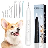 Ultrasonic Dog Plaque Remover Tool, 3 Modes Plaque and Tartar Remover for Dogs, Low Noise Sonic Dog Tartar Remover Dogs Plaque Remover with Toothbrush 2 Cleaning Head for Pet Dental Care, White