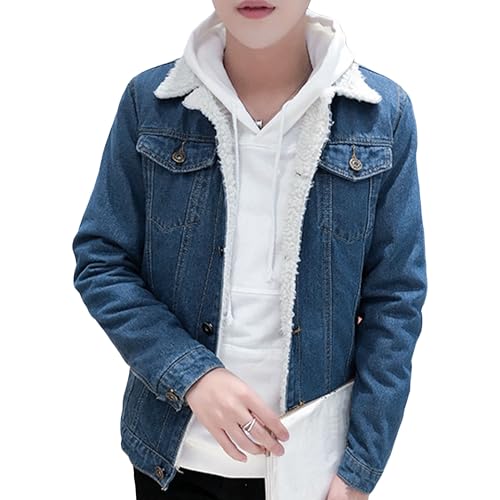 Veste en jean doublée Sherpa homme blouson hiver fausse polaire