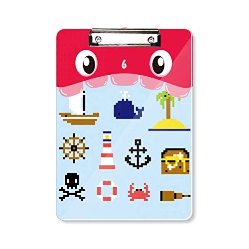 Porte-bloc A4 rigide Summer Sail imprimé bouche de pixel avec pince robuste