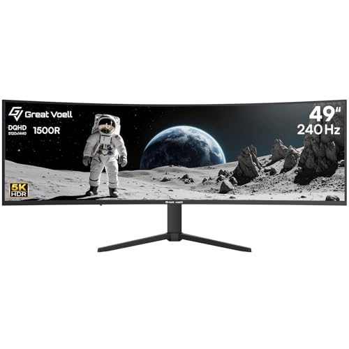 Image of Great voell 49 Inch 240Hz Curved Ultrawide Gaming Monitor, 32:9 DQHD