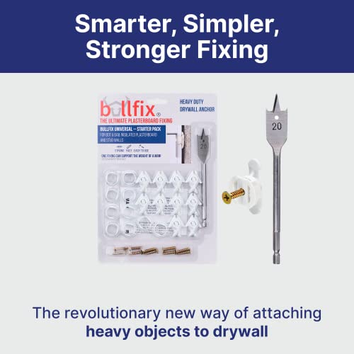 Bullfix 'Universal' Starter Pack - Heavy Duty Drywall Anchors, Holds Up To 255Lbs, Hollow Wall Anchor Stronger Than Toggle Bolt Butterfly Bolts Or Snap Toggler, Anchor For Dry Wall, Kit With Screws #TOP1