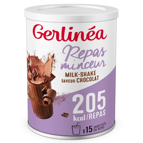 GERLINÉA – Boisson Milkshake Chocolat – Substitut de Repas Minceur Riche en Protéines – 13 Vitamines 10 Minéraux – Faible en Graisses Saturées – 15 Repas...